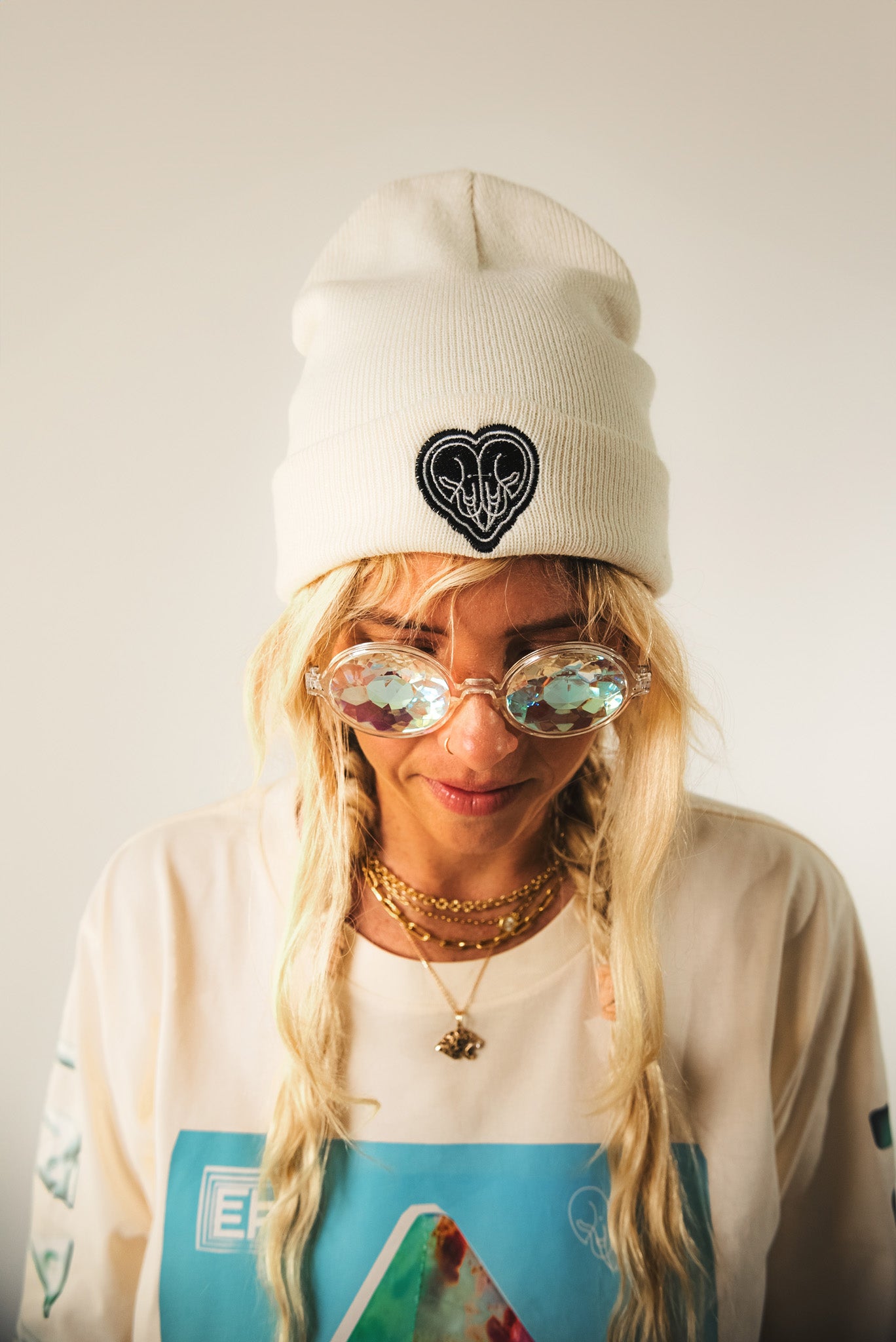 Elephant Heart Logo White Beanie